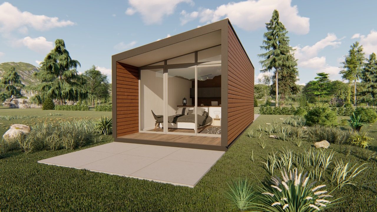 Render del Kit 30 m² de autoconstrucción en paneles SIP