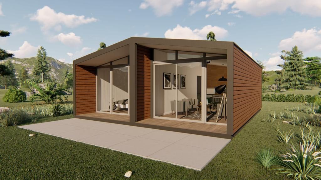 Render del Kit 60 m² de autoconstrucción en paneles SIP